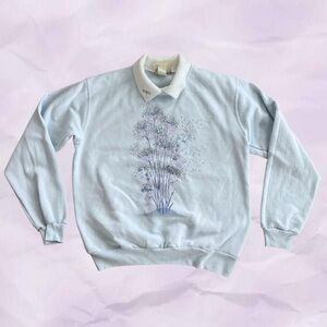 Floral Print Light Blue Sweater